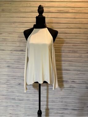 Ramy Brook Cream Halter Cold-Shoulder Blouse